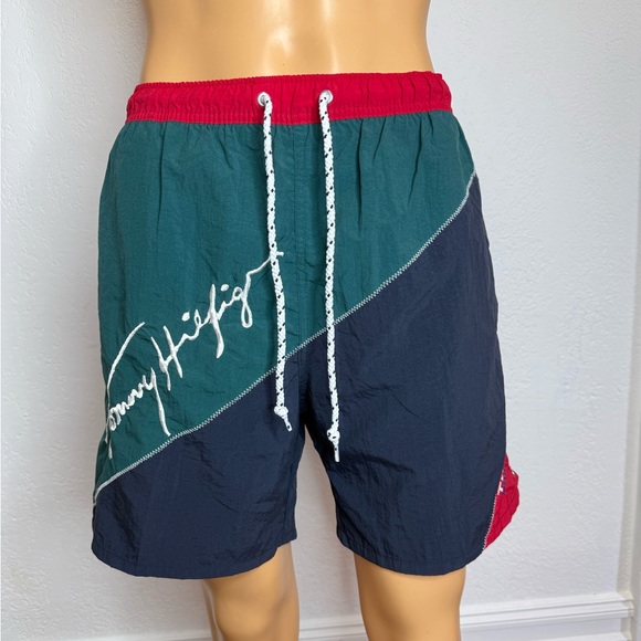 TOMMY HILFIGER SAILING GEAR Vintage Swim Trunks Shorts Men’s Size L 90s  Logo - Picture 1 of 9